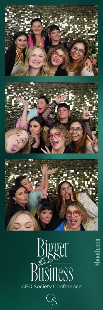 A photo strip designed for a company conference, three frames under the event's mark
